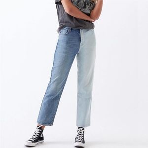 Pacsun Half Bleached Colorblock Mom Jeans